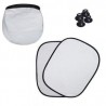 Juego de protectores solares para ventanas. Incluyen chupones, dos piezas y una funda para guardar. Diámetro con funda: 16 cm.