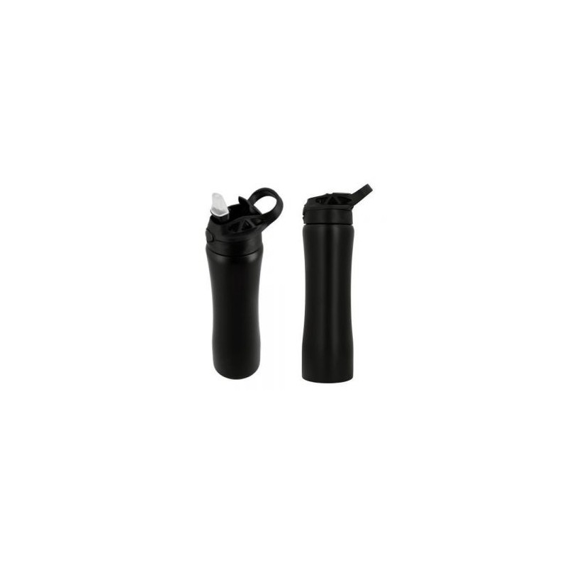 Cilindro de acero inoxidable con tapa enroscable, boquilla abatible, popote y agarradera.