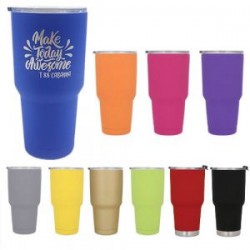 Termo de alta tecnología, con acabado rubber, doble pared de acero inoxidable que mantiene tus bebidas calientes y frías por más