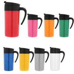 Termo de plástico con tapa a presión y boquilla de seguridad.