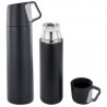 Termo con doble pared de acero inoxidable y tapa que funciona como taza.