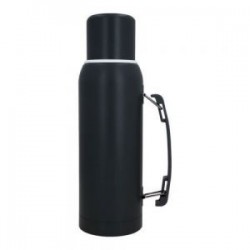 Termo con doble pared de acero inoxidable, insulado al vacío, acabado rugoso, con filtro dosificador, tapa que se utiliza como v