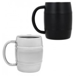 Tarro con doble pared de acero inoxidable con asa.