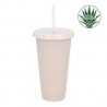 Vaso de RPET hecho a base de agave con tapa. (Incluye popote).