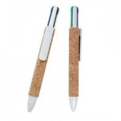 Bolígrafo de wheat straw con barril de corcho, clip y 4 tintas.