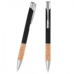 Bolígrafo con acabado rubber, grip de corcho y mecanismo de click.
