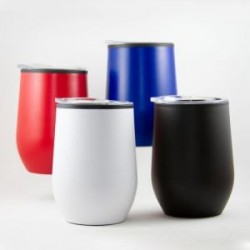 Termo de acero inoxidable y plástico. Tapa de cierre a presión; con capacidad de 350 ml. Mod. Vedi