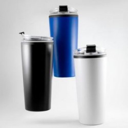 Termo de acero inoxidable y plástico con capacidad de 400 ml. Tapa de rosca. Mod. Lucca