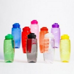 Cilindro de plástico PET con tapa anti derrames y capacidad de 850 ml. Libre de BPA y certificación FDA. Mod. Cartagena