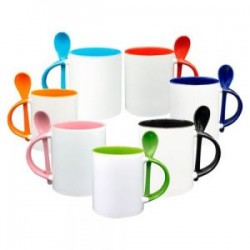 TAZA CUCHARA 11OZ INTERIRO Y ASA COLOR AZUL COBALTO