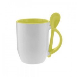 TAZA CUCHARA BICOLOR 12OZ AMARILLO