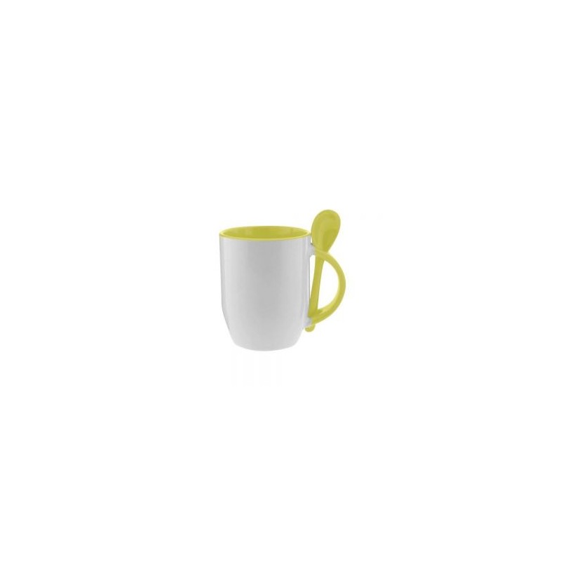 TAZA CUCHARA BICOLOR 12OZ AMARILLO