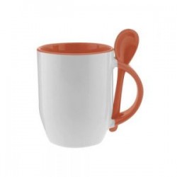 TAZA CUCHARA BICOLOR 12OZ NARANJA
