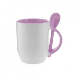 TAZA CUCHARA BICOLOR 12OZ ROSA