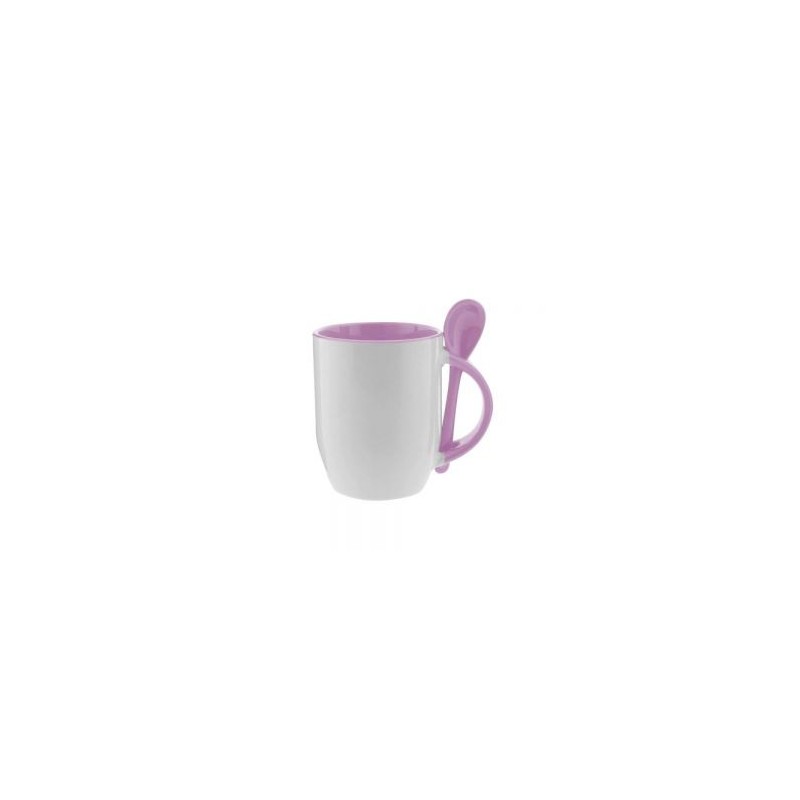 TAZA CUCHARA BICOLOR 12OZ ROSA