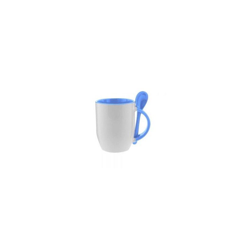 TAZA CUCHARA BICOLOR 12OZ AZUL CIELO