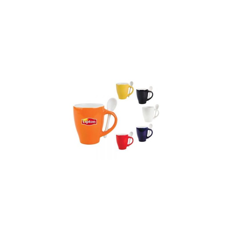TAZA BICOLOR C/CUCHARA 12 OZ LONDON TAC11 BLANCO