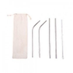 KIT ECOLÓGICO DE POPOTES ACERO INOX. CLEAN A2647 PLATA